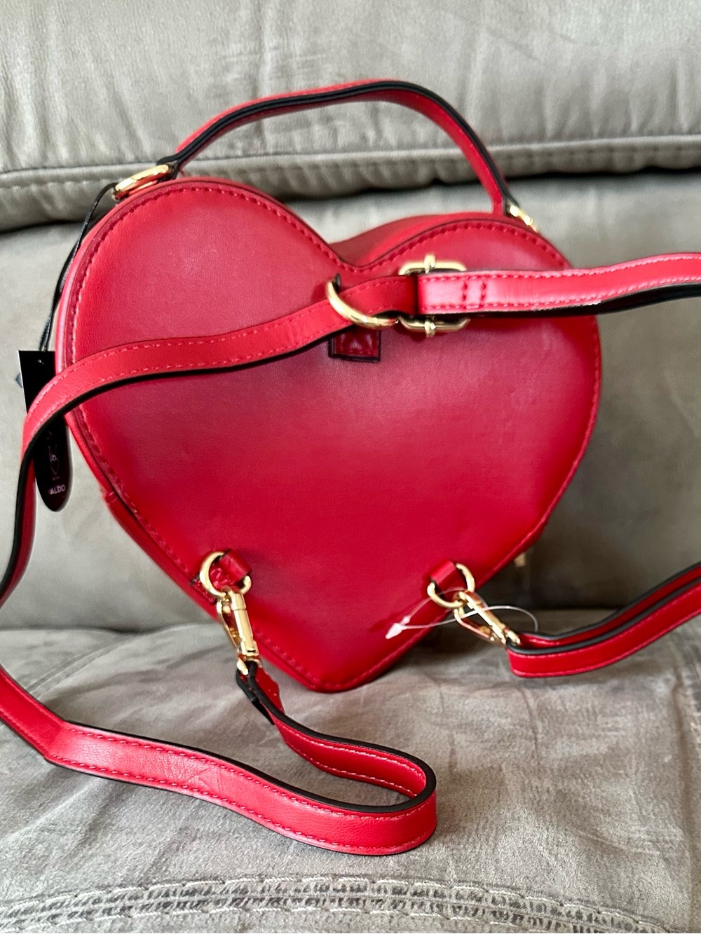 ❤️ ALDO Heart Convertible Backpack Crossbody Red Valentine’s Bag 2-in-1 - Picture 11 of 14